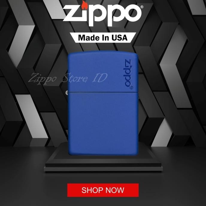 Baru Korek Zippo Original Classic Royal Blue Matte Zippo Logo 229ZL Garansi