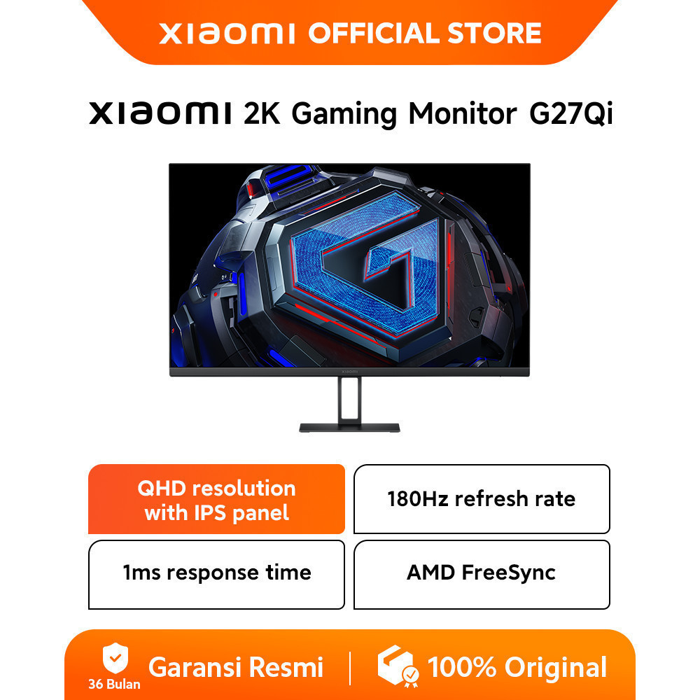 Xiaomi Gaming Monitor G27Qi 2K | Panel LCD IPS cepat | Refresh Rate 180 Hz | Dua Gamut warna DCI-P3 