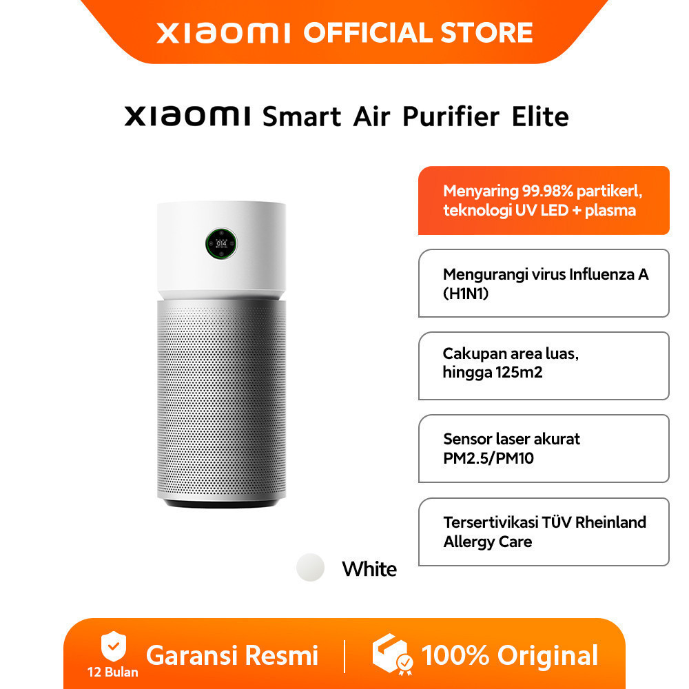 Xiaomi Smart Air Purifier Elite | Mengurangi virus Influenza A (H1N1) | Cakupan area luas hingga 125