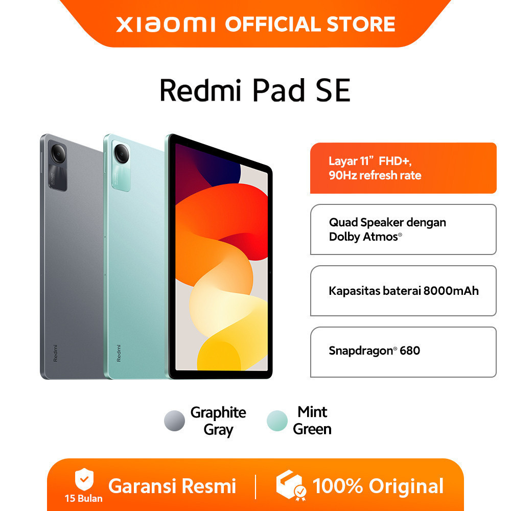 Xiaomi Redmi Pad SE (4GB/128GB) | Snapdragon 680 | Layar 11" FHD+ | 8000mAh [ Official Store ]