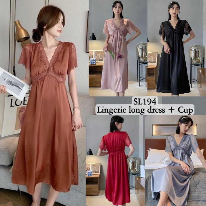 Sexy Lingerie Dress Baju Tidur Satin Wanita / Lingerie Satin Silk 194