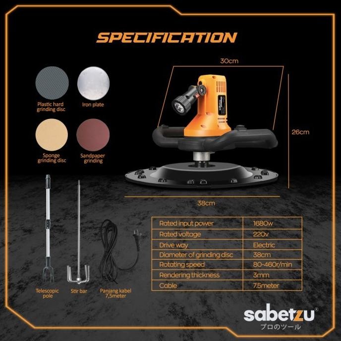Best Sabetzu Mesin Pengaduk Acian Plester Poles Lantai Dinding Semen Cat Mesin Acian Plester Perata 