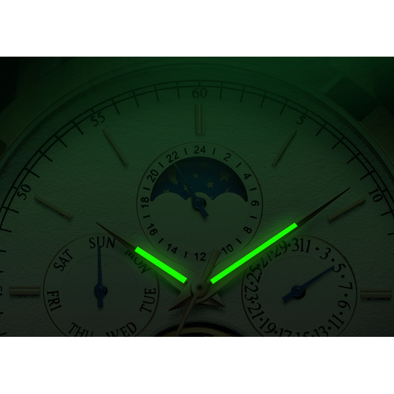 MG.ORKINA Automatic Watch Men Luxury Tourbillon Skeleton Dial Mechanical Day Date Sun Moon Phase