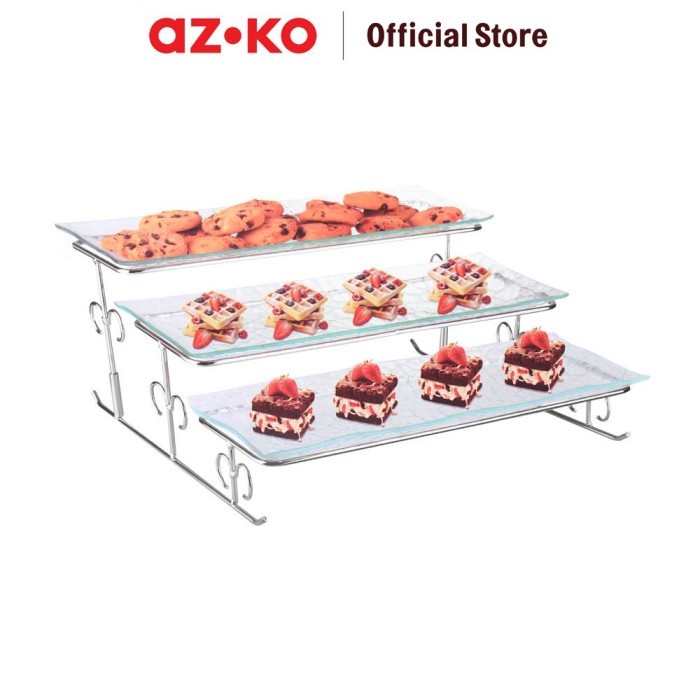 AZKO Kris Wadah Saji Kaca 3 Tingkat