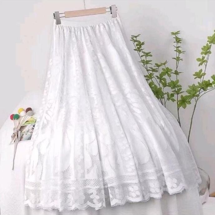 Jesa Rok Brukat Renda Lace Panjang Wanita Import Premium Rok Brokat Brocade Skirt