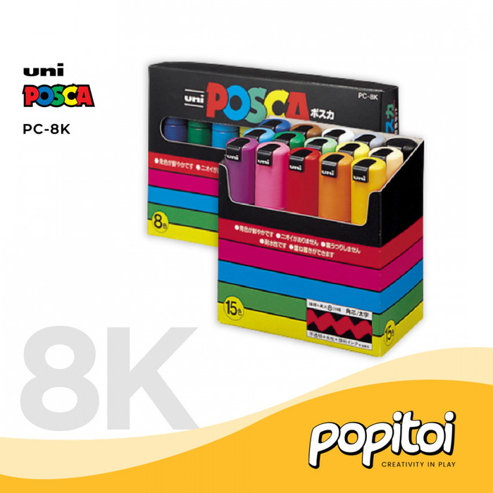 

UNI Posca PC-8K Acrylic Marker SET 8 15 Colors Thick Square Tip Spidol Warna Warni