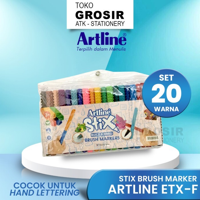 

GROSIR Spidol Brush Lettering Artline Stix SET 20 WARNA ETX-F/20