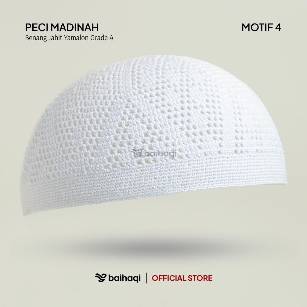 gd-12 BAIHAQI - Peci Madinah Bahan Benang Jahit Yamalo Handmade | Peci Haji Putih | PeciRajutDewasa 