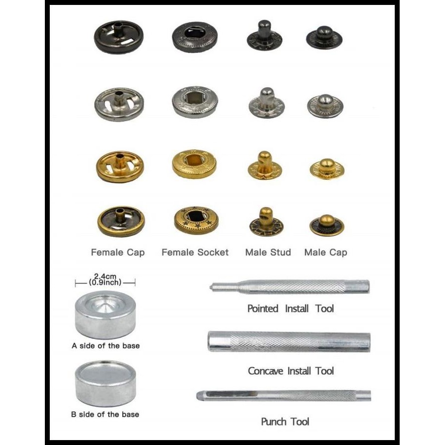 

Terlaris Set Kancing Jepret Besi Dan Alat Pasang Kancing Utk Tas Dompet Pakaian Good Quality