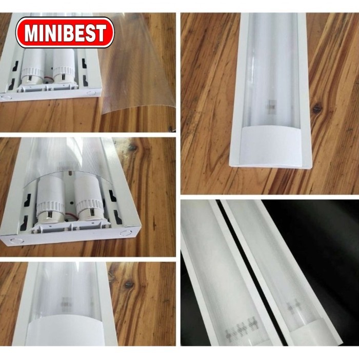 Kap lampu rm 2x18 outbow tempel komplit lampu tl t8 led