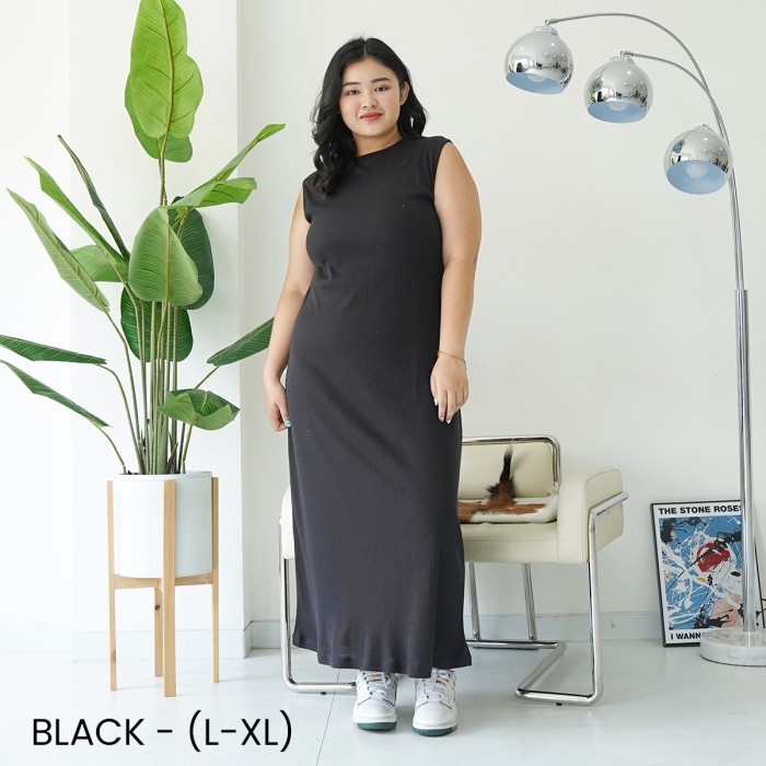 New Produk Aziza Long Manset Inner Dress Gamis Rajut Tanpa Lengan Jumbo Bodycon Wrt8410