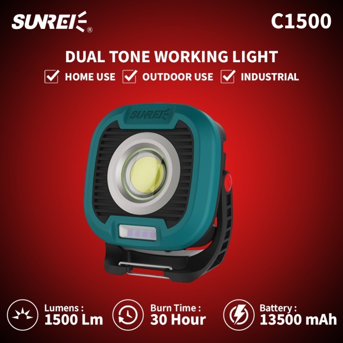 Lampu Kerja Proyek Emergency Sunrei C1500 1500 Lumens Dual Tone Light