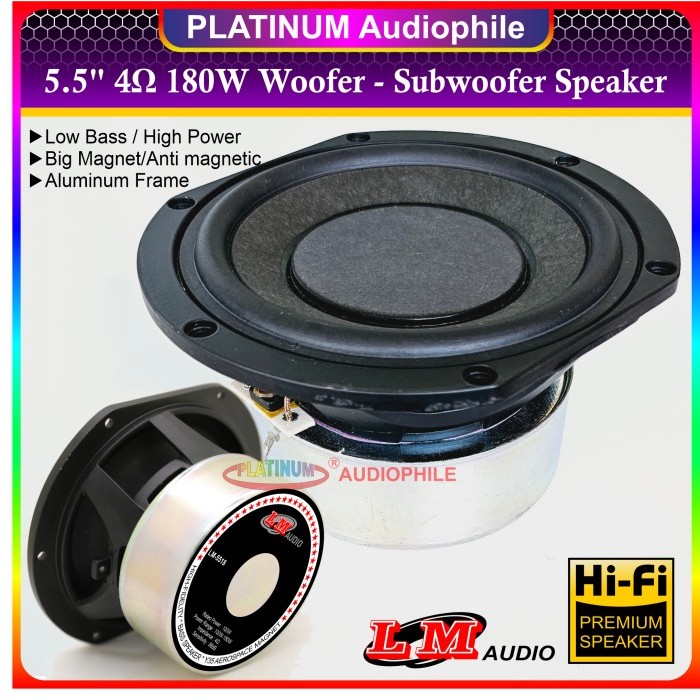 Speaker 5.5 Inch Subwoofer Woofer Bass 4 Ohm 180 Watt 5" Hifi Premium