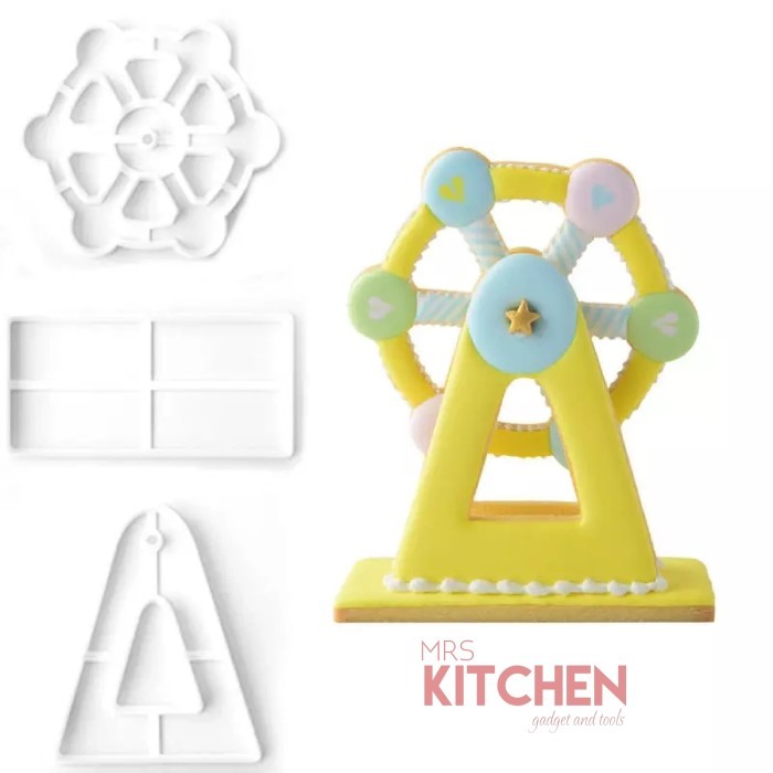 

TERLARIS CETAKAN COOKIE COOKIES KUE KUKIS CUTTER FERRIS WHEEL 3D SET OF 3 LARGE