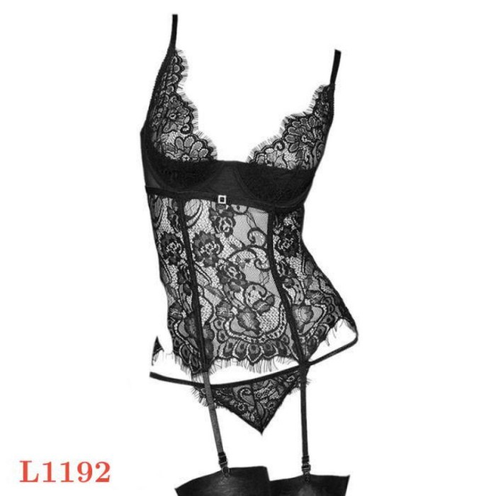 L1192 Baju Tidur Haram Sexy Bustier Korset Bra Kawat Garter Stocking