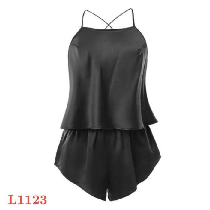 L1123 Baju Tidur Haram Sexy Babydoll Mini Dress Hitam Celana Pendek