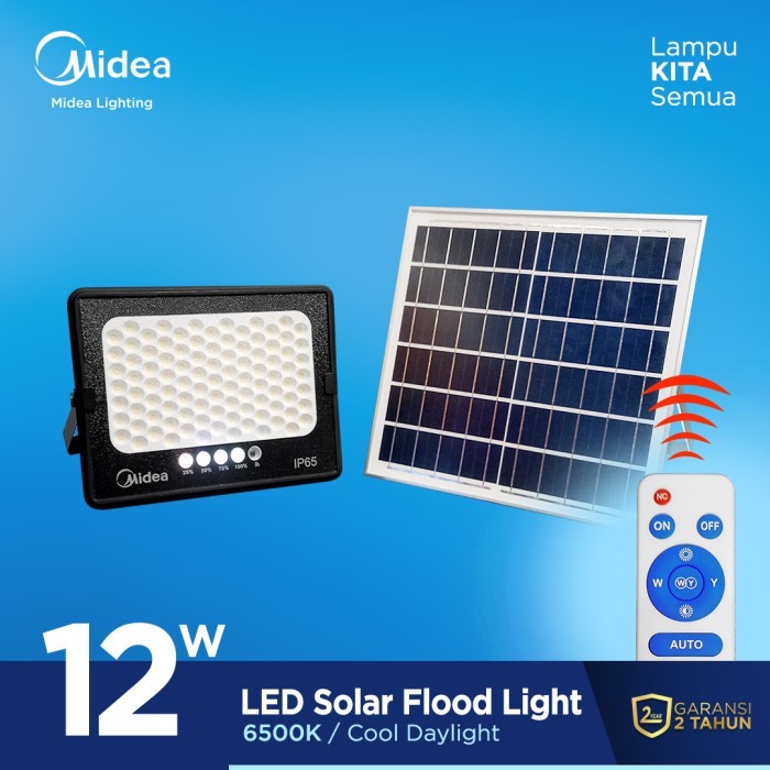 Midea Lampu Solar Panel Tenaga Surya Outdoor Otomatis Terang