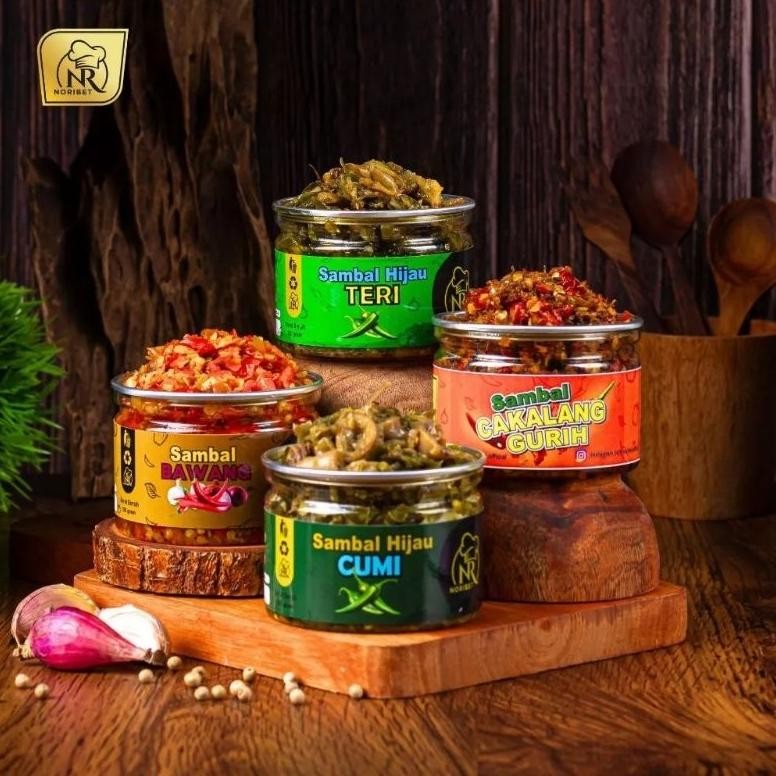 

SAMBEL PEDAS by NR Paket 4 Pcs - Sambel Cumi Cabe Ijo/Bawang/Cakalang Gurih/Teri Cabe Ijo 120g