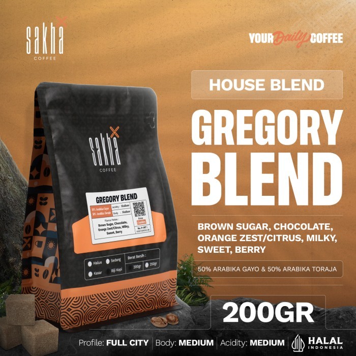 

Kopi Gregory Espresso House Blend Arabika Coffee Bean Arabica 200 Gram