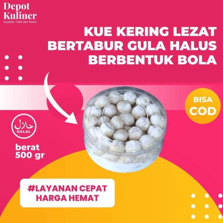 

Kue Kering Lebaran Kue Salju 500 gr berbentuk Bulat