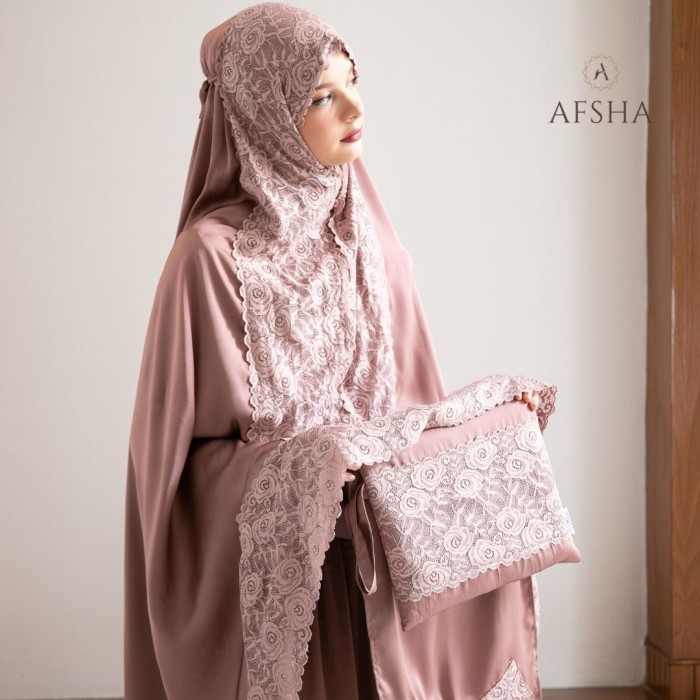 MUKENA 2IN1 DEWASA PREMIUM AFSHA SILK HAMPERS WITH BOX