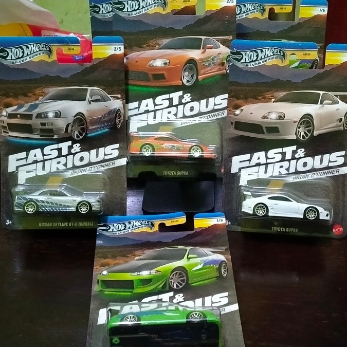 HOTWHEELS FAST FURIOUS 2025 PAKET ISI 3 NISSAN SKYLINE R34 , TOYOTA ORANGE & TOYOTA PUTIH