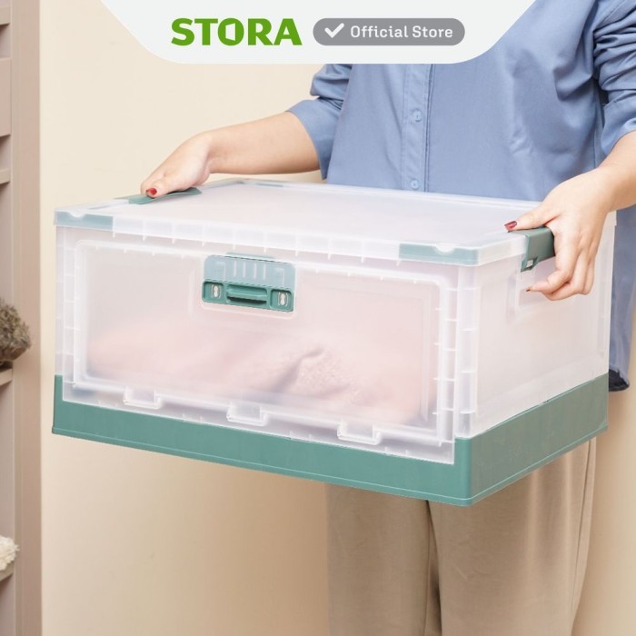 Stora 51X35X26 Kotak Penyimpanan Lipat - Hijau Pine
