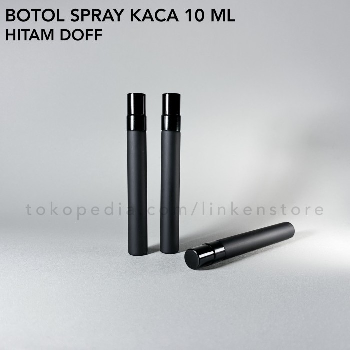 Botol Spray 10ml Kaca HITAM DOFF Tutup Metal / Aluminium Parfum