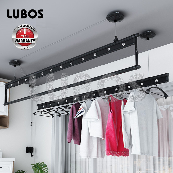 LUBOS 2m Jemuran Baju Gantung Lifting Atap Plafon Engkol Katrol