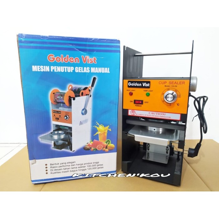 MESIN CUP SEALER GOLDEN VIST D8. MESIN PRESS GELAS NUM 12-22 OZ