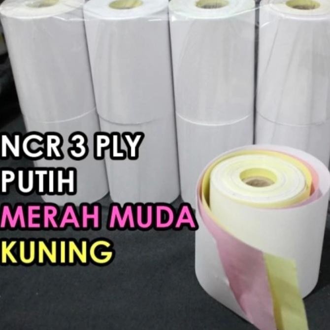 

100pcs kertas kasir ncr 3ply 75x60mm struk rangkap 3 warna putih merah kuning
