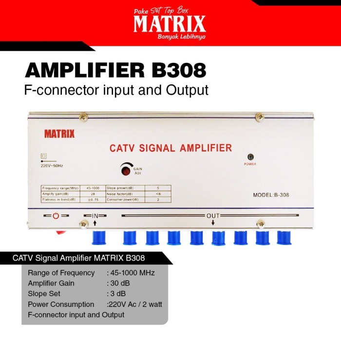 BOOSTER MATRIX CATV SIGNAL AMPLIFIER MODEL B-308 8 WAY