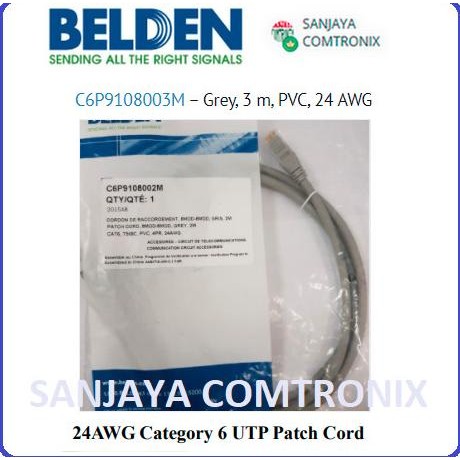 

Ready BELDEN C6P9108003M Cable Patch Cord UTP Stranded Cat 6 3 meter Grey