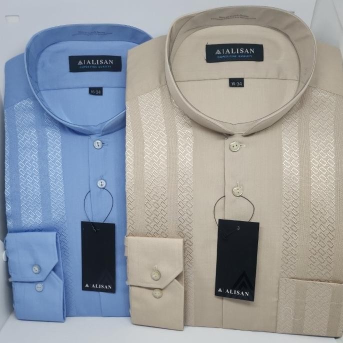 Koko Alisan Bordir Warna Lengan Panjang Reguler Fit