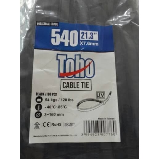 

Toho Cable Kabel Tali Ties Tie Tis 7.6 mm x 540 isi 100 HITAM