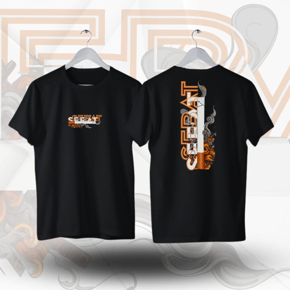 Promo Kaos Distro Rokok Sebat Hitam Lengan Pendek K24