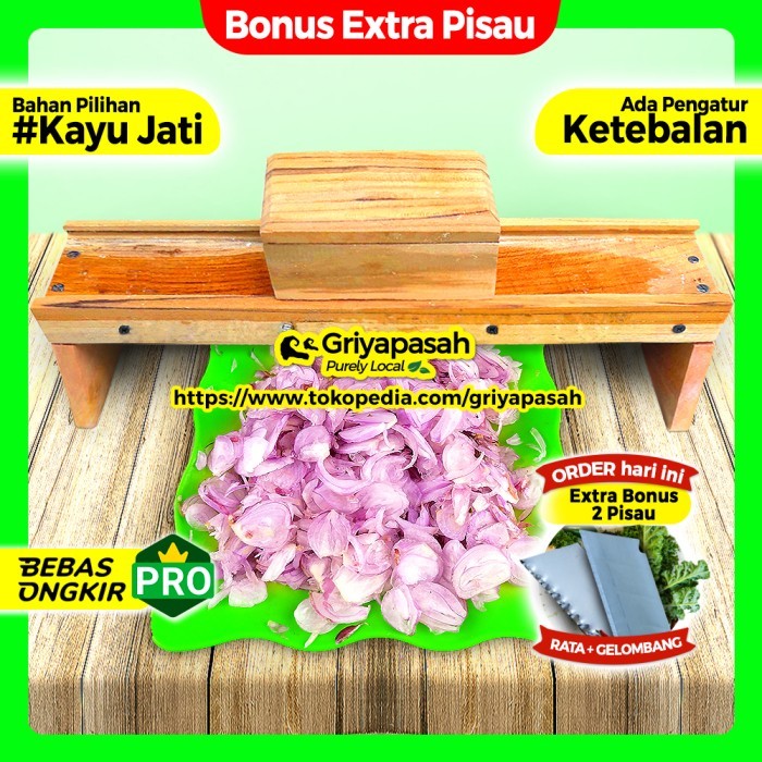 

MURAH ( UKURAN JUMBO ) ALAT IRIS BAWANG MERAH BISA KERIPIK - KAYU JATI - PENGATUR TEBAL TIPIS