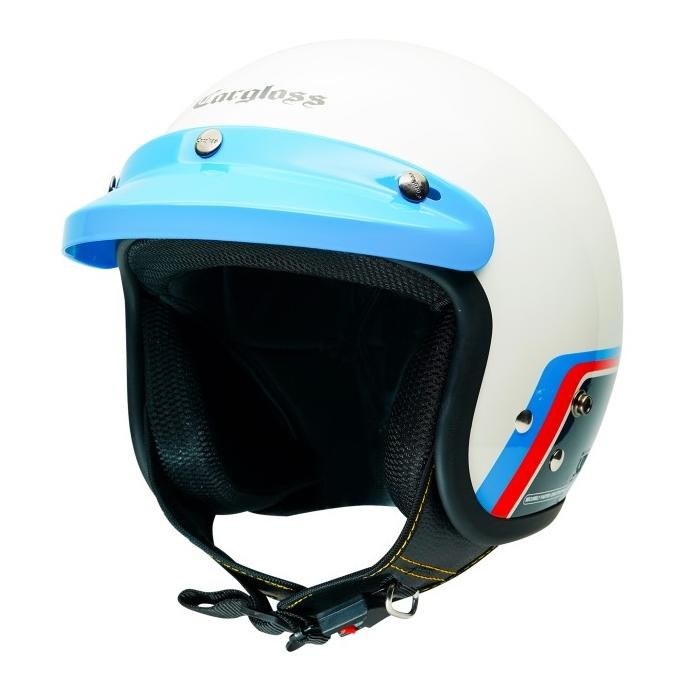 // Helm Cargloss Race Track Cfm Retro Half Face - Race Track White //