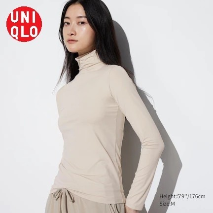 WOMEN TSHIRT KAOS MANSET AIRISM UV PROTECTION HIGH TURTLE NECK UNIQLO