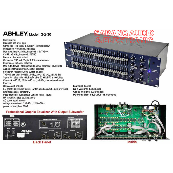 EQUALIZER ASHLEY GQ30 ASHLEY GQ 30 ORIGINAL WITH OUTPUT SUBWOOFER
