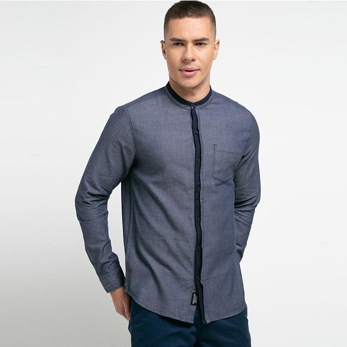 Cressida The Next Level Kemeja Koko Lengan Panjang Pria Mandarin Collar E087 - Navy