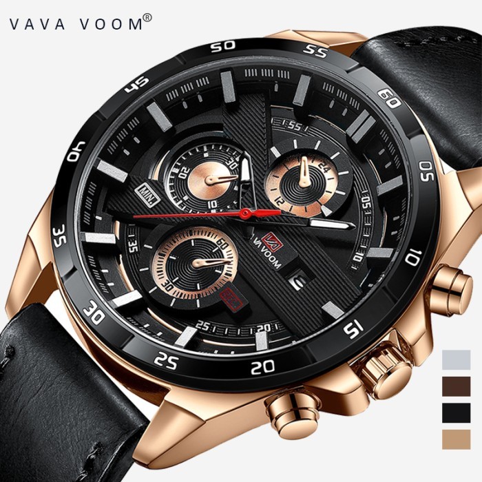 Vavavoom 216 Jam Tangan Pria Kulit Stainless Steel Analog Quartz #Gratisongkir #Sale #Discount