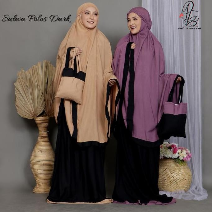 Terjangkau Mukena Bali Salwa Polos Dark Bahan Rayon Premium Ukuran Jumbo