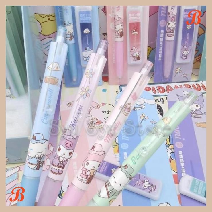 

| KK | SET PENSIL MEKANIK ISI MELODY KUROMI CINNAMOROLL POCHACCO