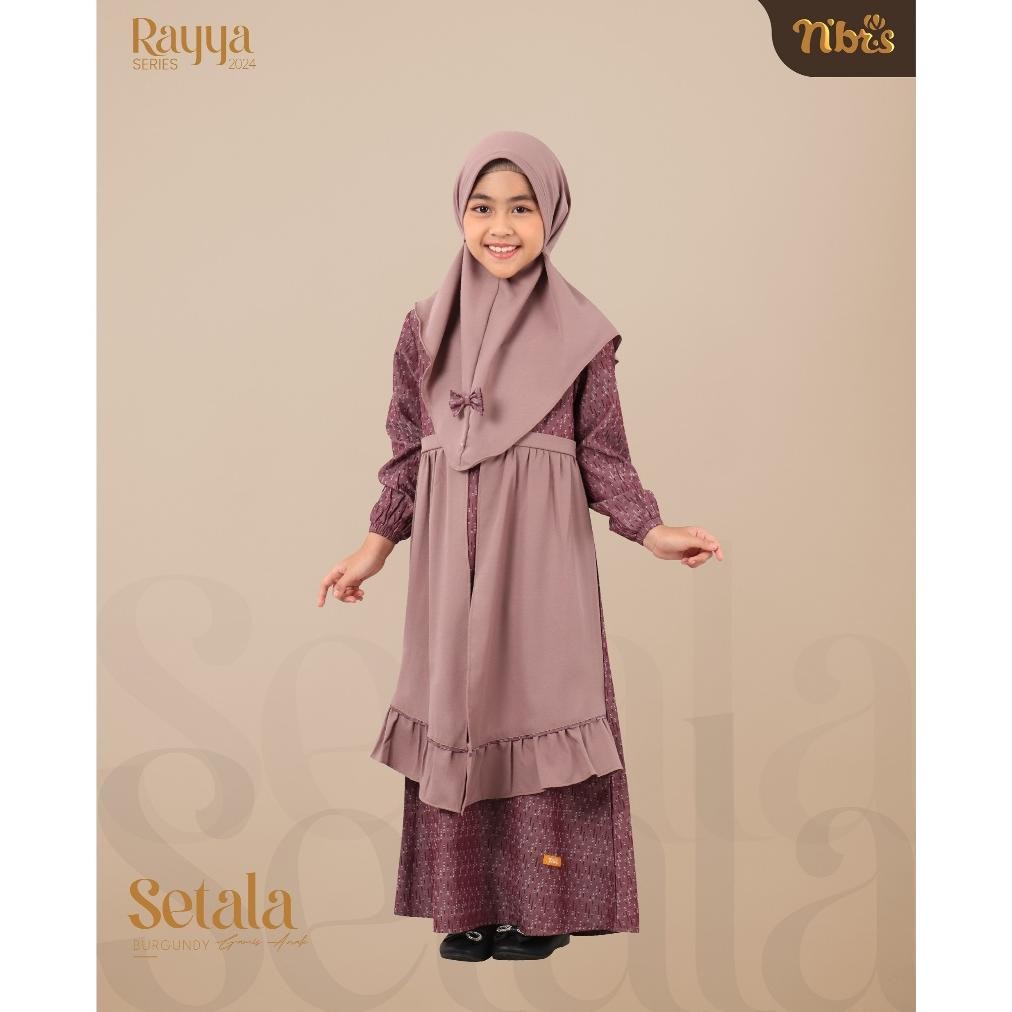 HK CUCI GUDANG GAMIS ANAK NIBRAS SET HIJAB SETALA BURGUNDY TERLARIS