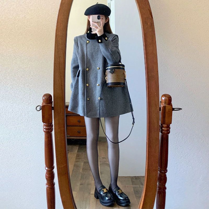 Rich Lady Style Mid-Length Woolen Coat for Women, Autumn and Winter French High-End Small Fragrance 