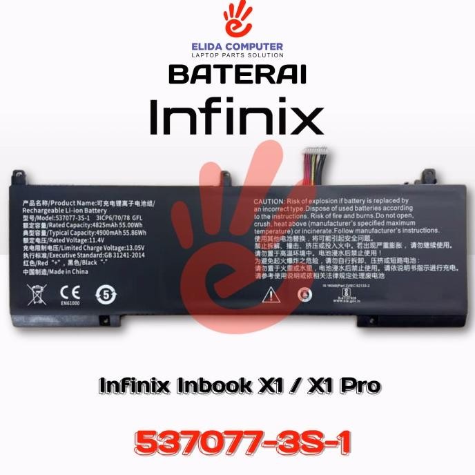 New Baterai Infinix Inbook X1 X1 Pro I3 I5 I7 537077-3S-1 31Cp6/70/78