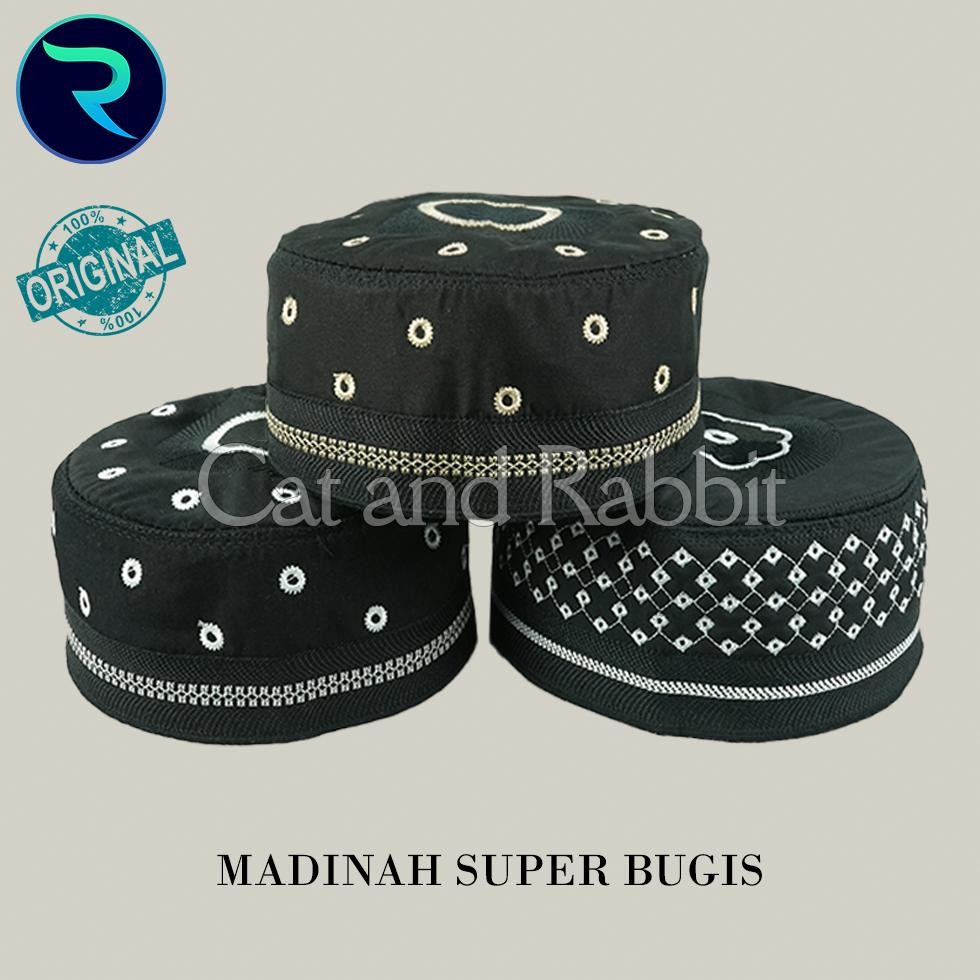 TERMURAH Kopiah Peci MADINAH BUGIS SUPER Kopyah Motif Bordir Kopiah Haji Al Madinah Lokal Biru Cokla