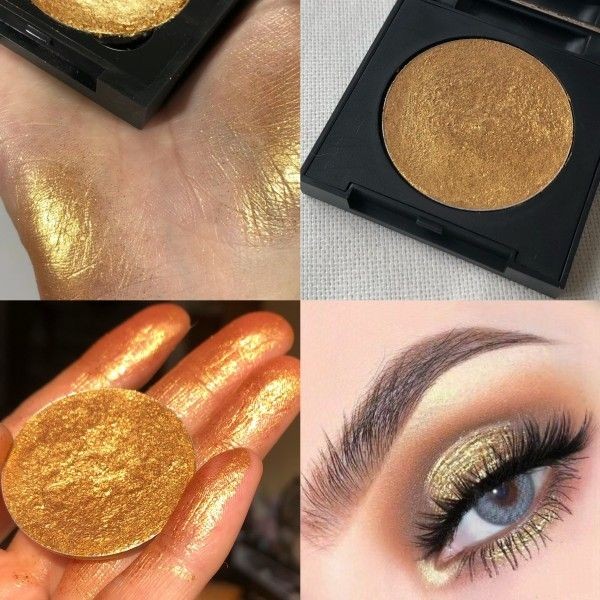 Highlight Diamond Gold Eyeshadow Tunggal Mutiara Halus Glitter Cerah Tahan Lama Serbuk Emas Hitam