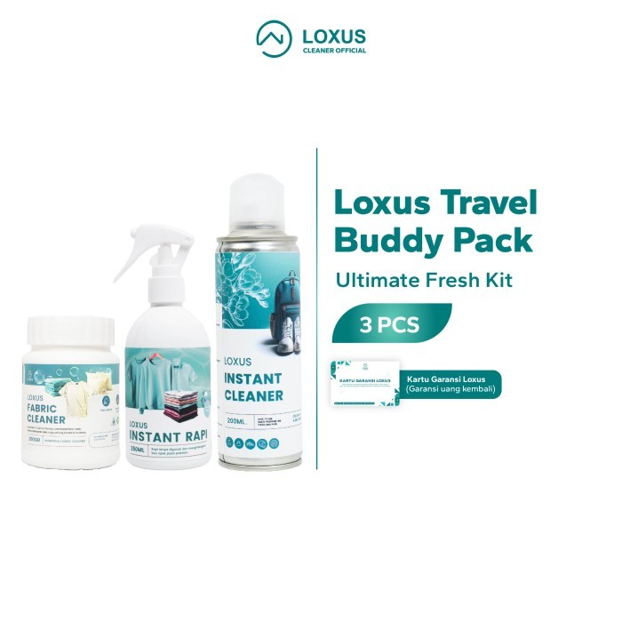 Loxus Travel Buddy Pack - Loxus Instant Rapi, Loxus Instant Cleaner dan Loxus Fabric Cleaner